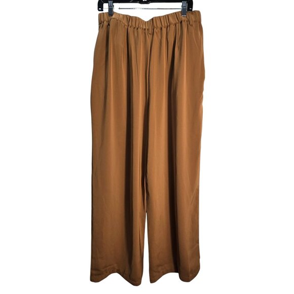 NWT | Brown Pleated Wide Leg High Waisted Trousers Dress Pants | Size 14 - Picture 2 of 6